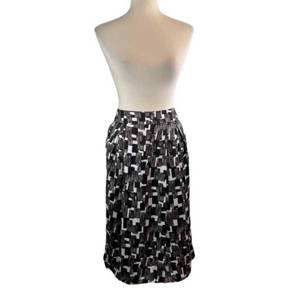 Lafayette 148 New York Abstract Geometric Print Knee Length Midi Pencil Skirt - Picture 1 of 9